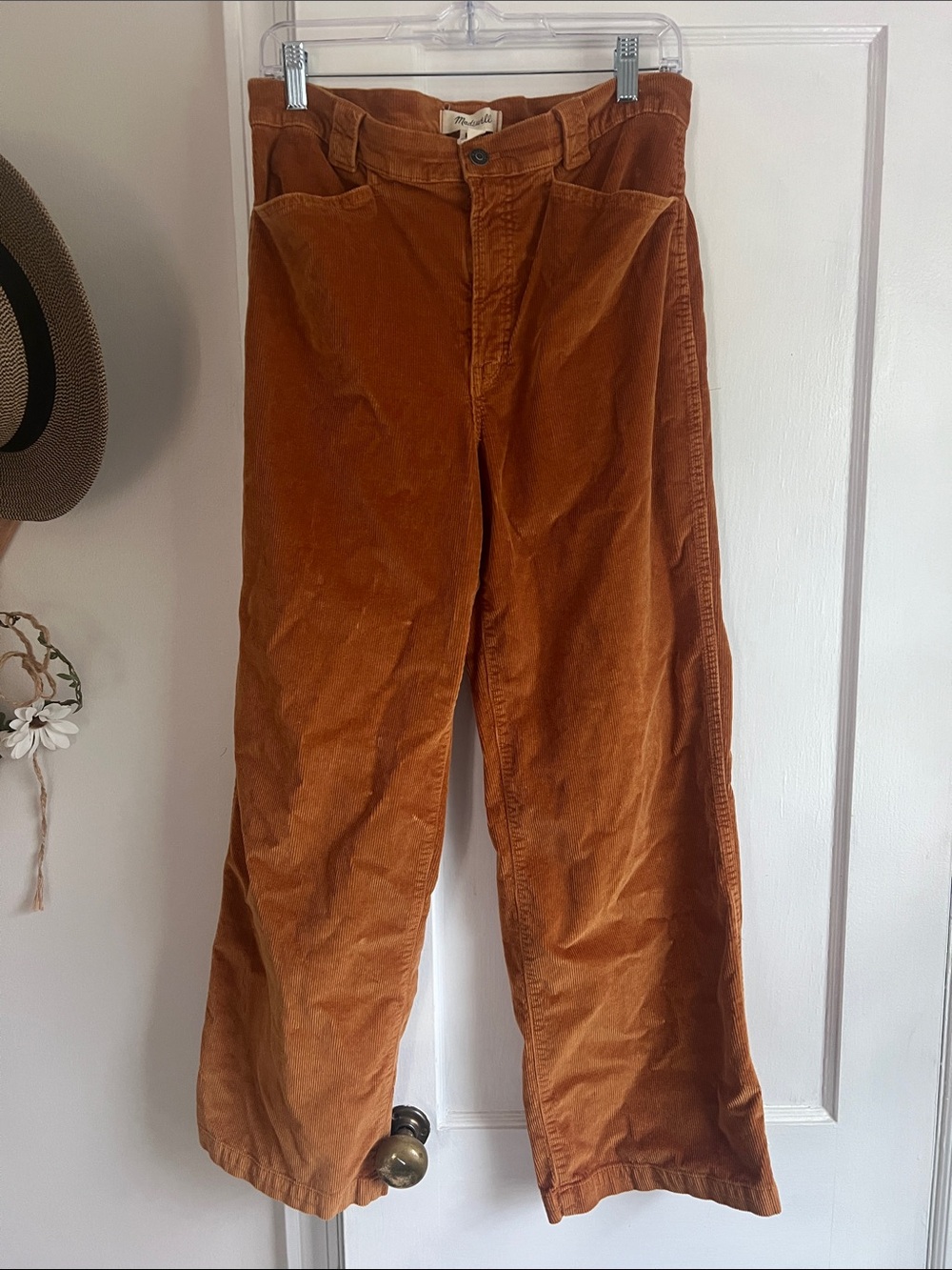 Women’s Madewell Emmet Wide-Leg Corduroy Pants — Rust Brown